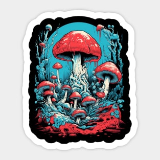 Mystical Mushroomscape - Colorful Fantasy Mushrooms Sticker